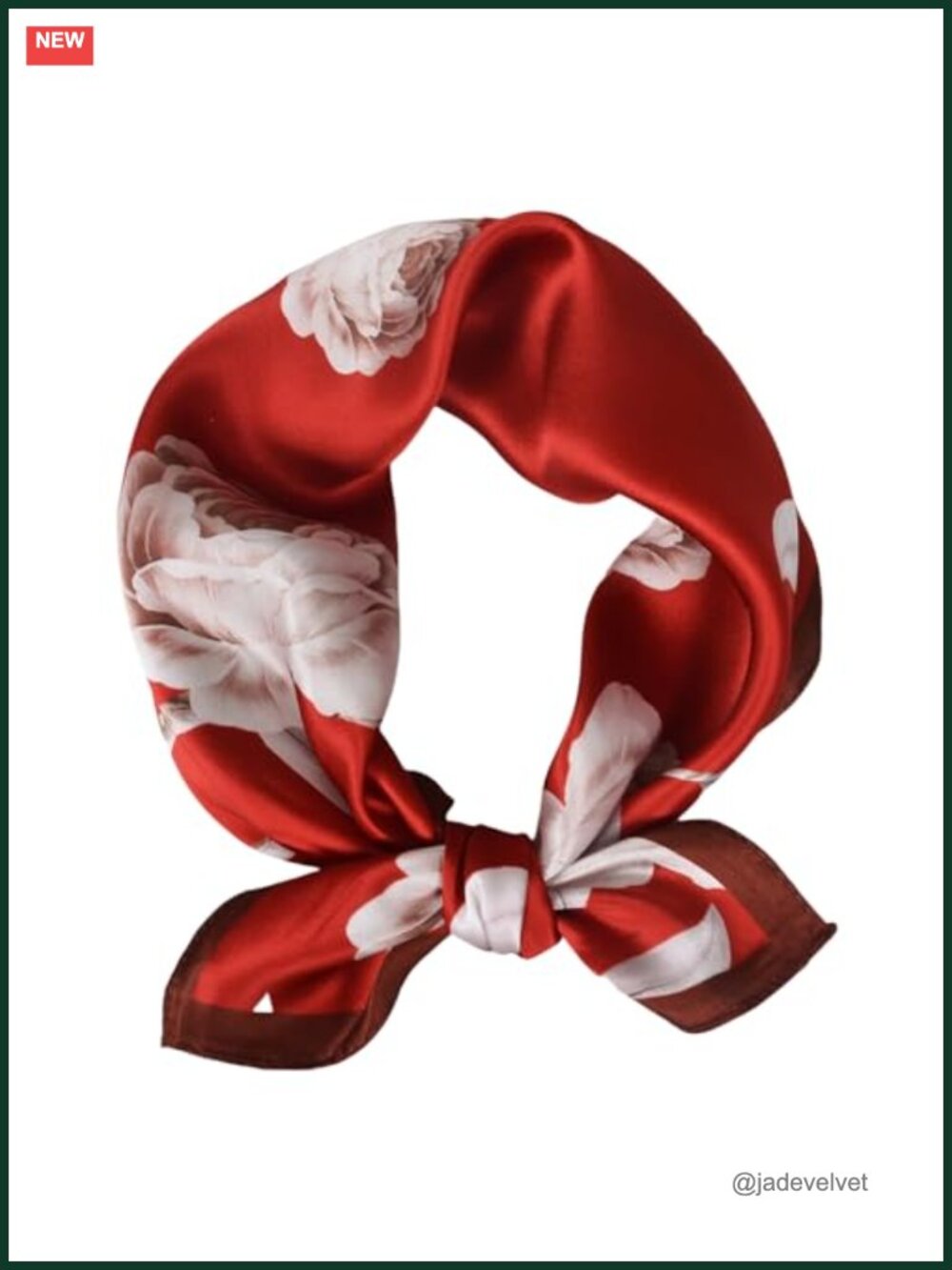100% Mulberry Silk Neck Scarf 21" Square Floral Neckerchief